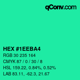 カラーコード: HEX #1EEBA4 | qconv.com