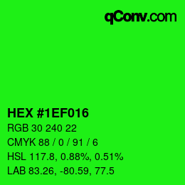 カラーコード: HEX #1EF016 | qconv.com