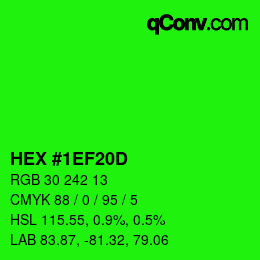 カラーコード: HEX #1EF20D | qconv.com