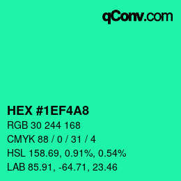 カラーコード: HEX #1EF4A8 | qconv.com