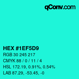 Color code: HEX #1EF5D9 | qconv.com