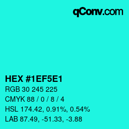 カラーコード: HEX #1EF5E1 | qconv.com