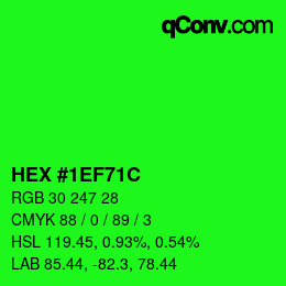 Color code: HEX #1EF71C | qconv.com