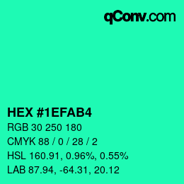 カラーコード: HEX #1EFAB4 | qconv.com
