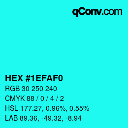 Color code: HEX #1EFAF0 | qconv.com