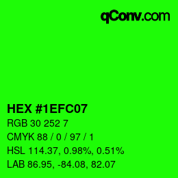 カラーコード: HEX #1EFC07 | qconv.com