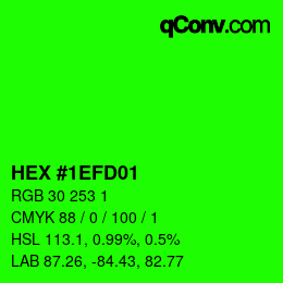 カラーコード: HEX #1EFD01 | qconv.com