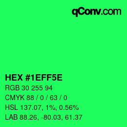 Farbcode: HEX #1EFF5E | qconv.com