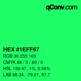颜色代码: HEX #1EFF67 | qconv.com