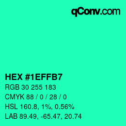 Color code: HEX #1EFFB7 | qconv.com