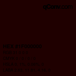 Code couleur: HEX #1F000000 | qconv.com
