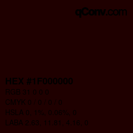 Code couleur: HEX #1F000000 | qconv.com