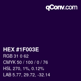 Color code: HEX #1F003E | qconv.com