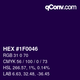 颜色代码: HEX #1F0046 | qconv.com