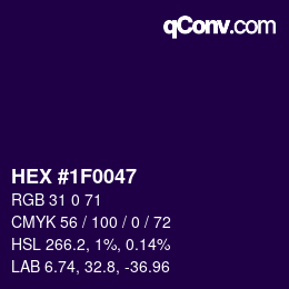 Color code: HEX #1F0047 | qconv.com