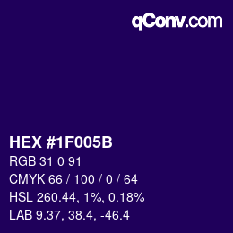 カラーコード: HEX #1F005B | qconv.com