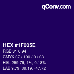 Color code: HEX #1F005E | qconv.com