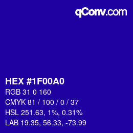 Color code: HEX #1F00A0 | qconv.com