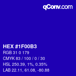 Color code: HEX #1F00B3 | qconv.com