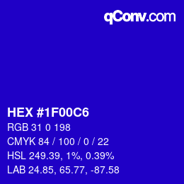 Color code: HEX #1F00C6 | qconv.com