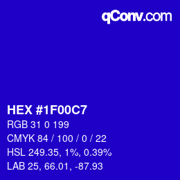 Color code: HEX #1F00C7 | qconv.com