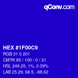 Color code: HEX #1F00C9 | qconv.com