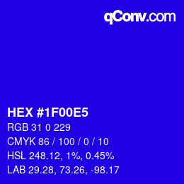 カラーコード: HEX #1F00E5 | qconv.com