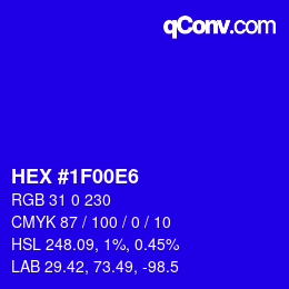 Color code: HEX #1F00E6 | qconv.com