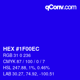 Color code: HEX #1F00EC | qconv.com