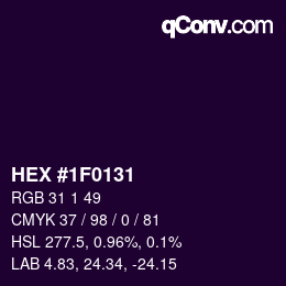 カラーコード: HEX #1F0131 | qconv.com