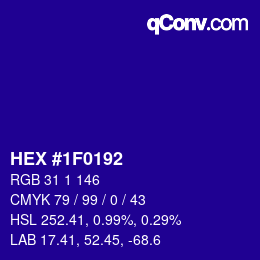 カラーコード: HEX #1F0192 | qconv.com