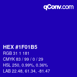 Color code: HEX #1F01B5 | qconv.com