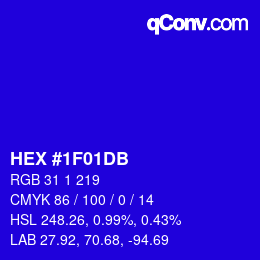 颜色代码: HEX #1F01DB | qconv.com
