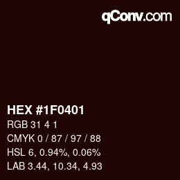 カラーコード: HEX #1F0401 | qconv.com