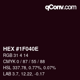 カラーコード: HEX #1F040E | qconv.com