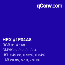 Color code: HEX #1F04A8 | qconv.com