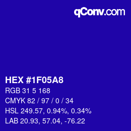 カラーコード: HEX #1F05A8 | qconv.com