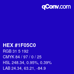 カラーコード: HEX #1F05C0 | qconv.com