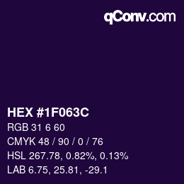 Color code: HEX #1F063C | qconv.com