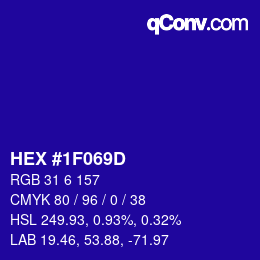 颜色代码: HEX #1F069D | qconv.com