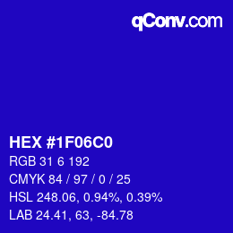 カラーコード: HEX #1F06C0 | qconv.com
