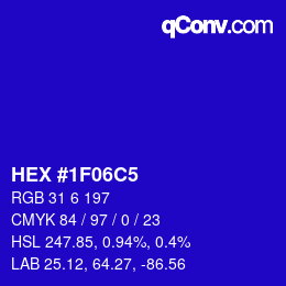 カラーコード: HEX #1F06C5 | qconv.com