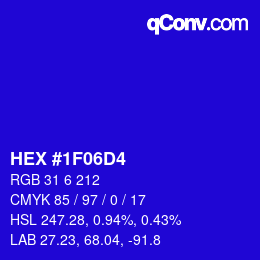 カラーコード: HEX #1F06D4 | qconv.com