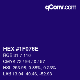 Color code: HEX #1F076E | qconv.com