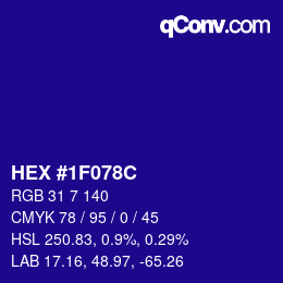 Color code: HEX #1F078C | qconv.com