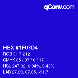 Color code: HEX #1F07D4 | qconv.com