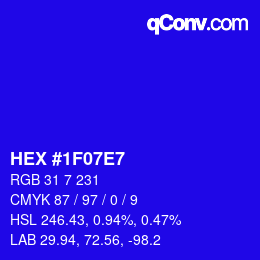Color code: HEX #1F07E7 | qconv.com