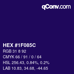 Color code: HEX #1F085C | qconv.com