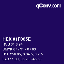 Code couleur: HEX #1F085E | qconv.com