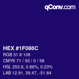 Color code: HEX #1F086C | qconv.com
